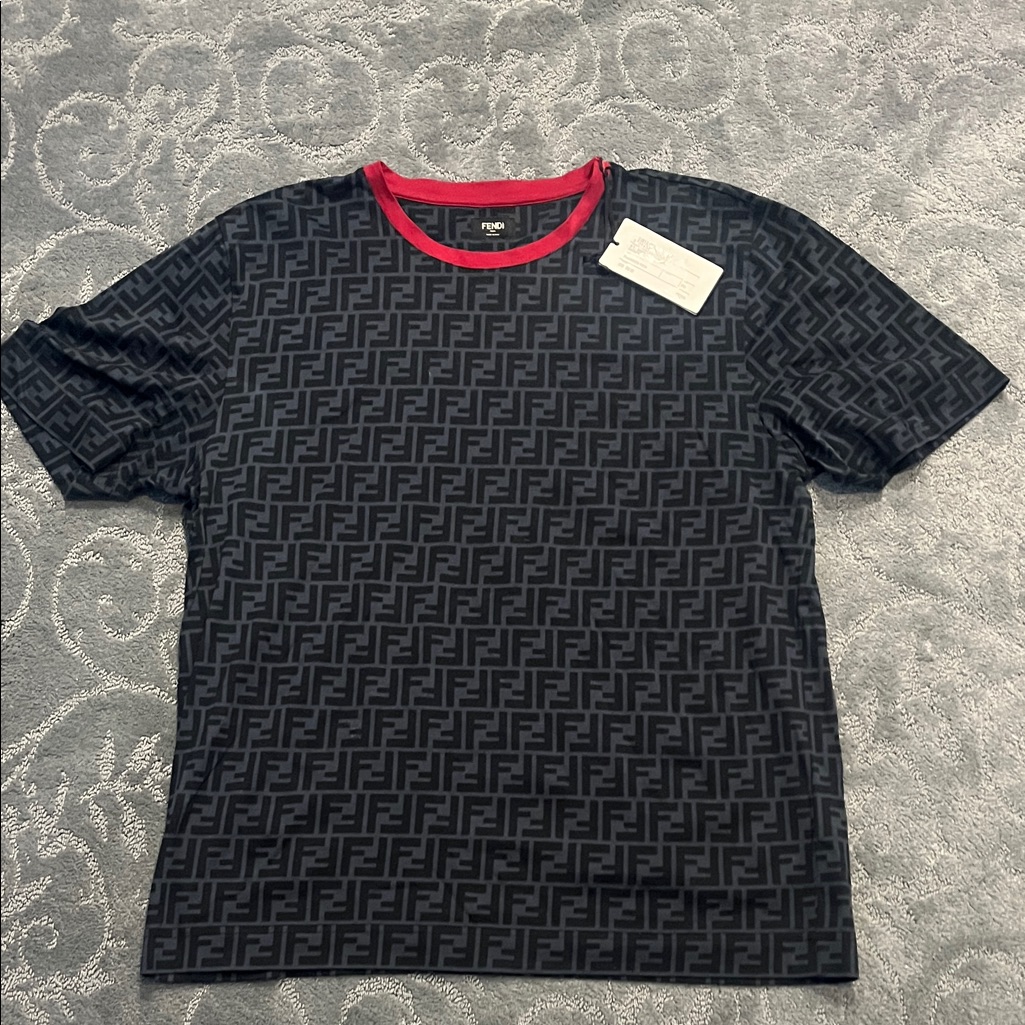 Fendi Black And Red Patterned T-Shirt